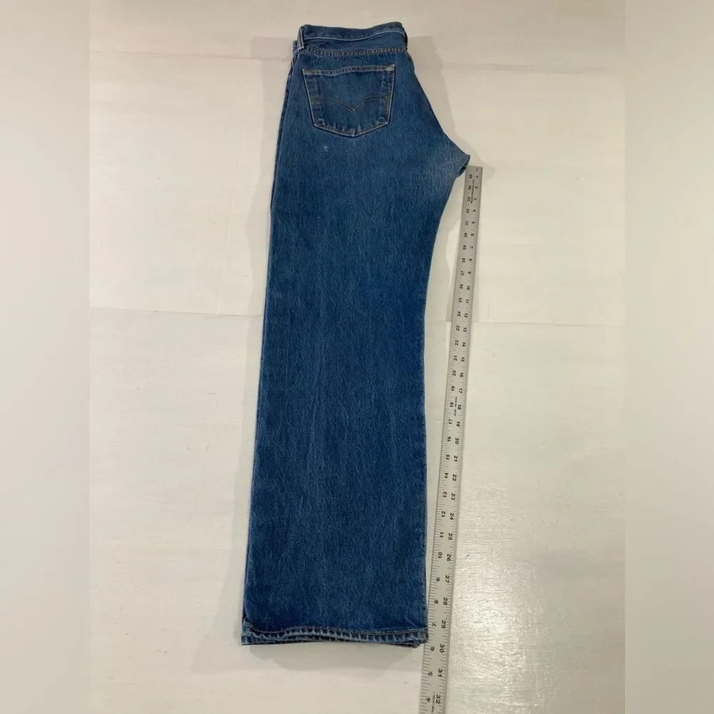 Levi's 501XX Button Fly Jeans Mens 36x34 Blue Straight Leg Denim Casual - Picture 12 of 13